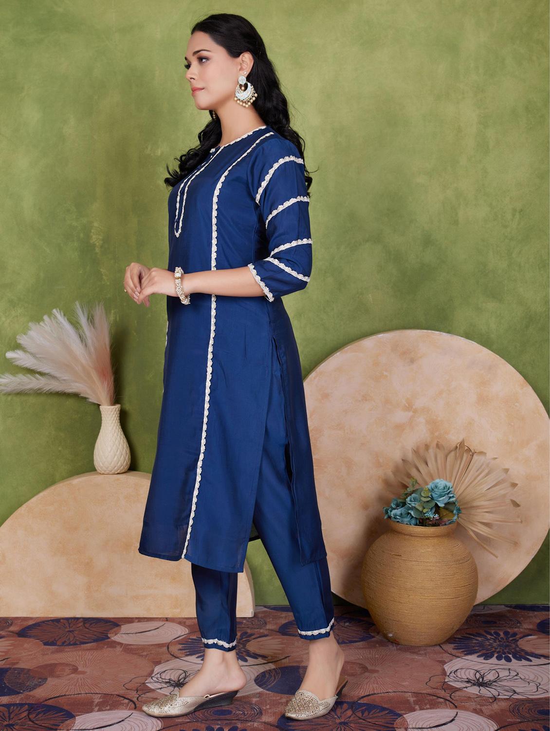 women three quarter sleeve kurta pant with dupatta set - 21925260 -  Standard Image - 1