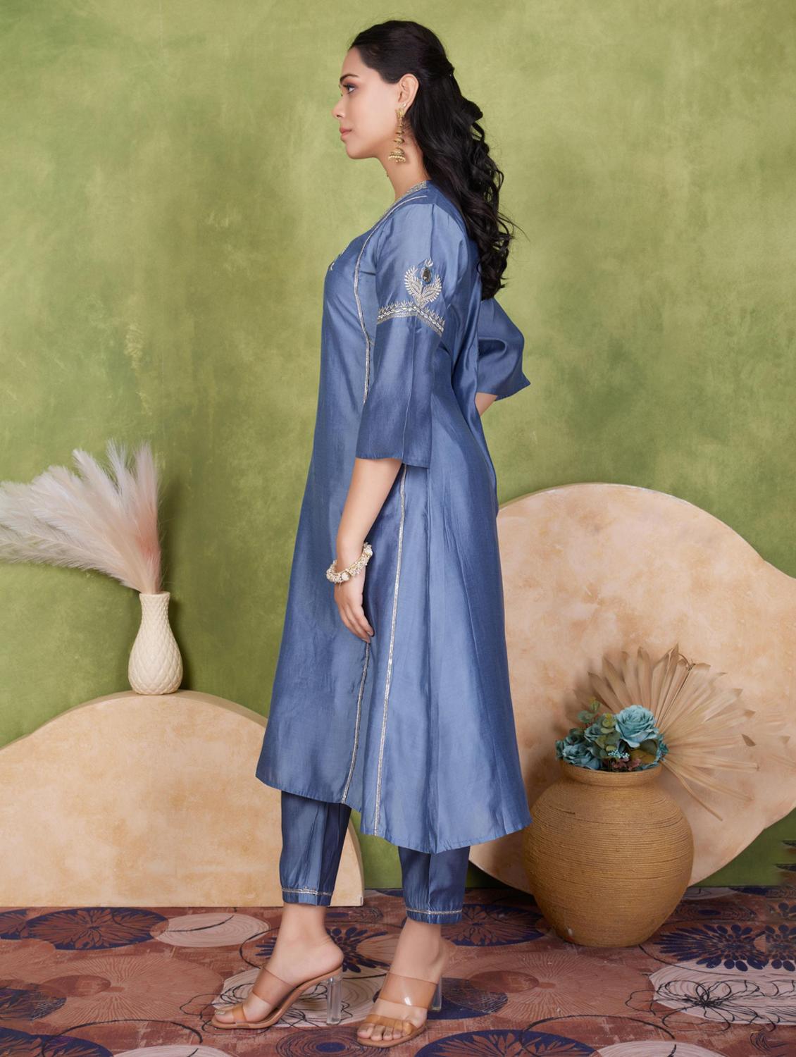 women three quarter sleeve kurta pant with dupatta set - 21925264 - Standard Image - 1