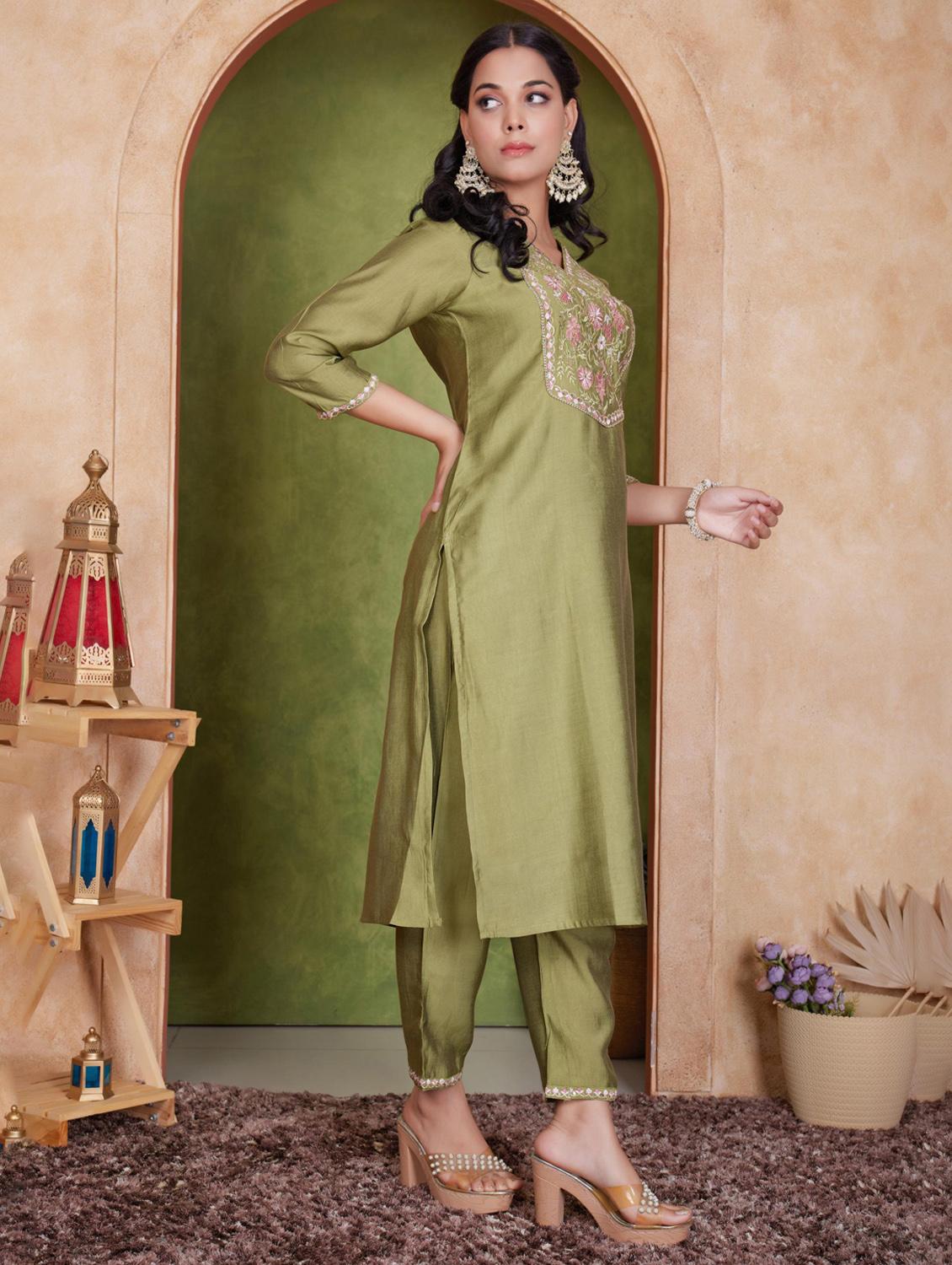 women three quarter sleeve kurta pant with dupatta set - 21925270 - Standard Image - 1