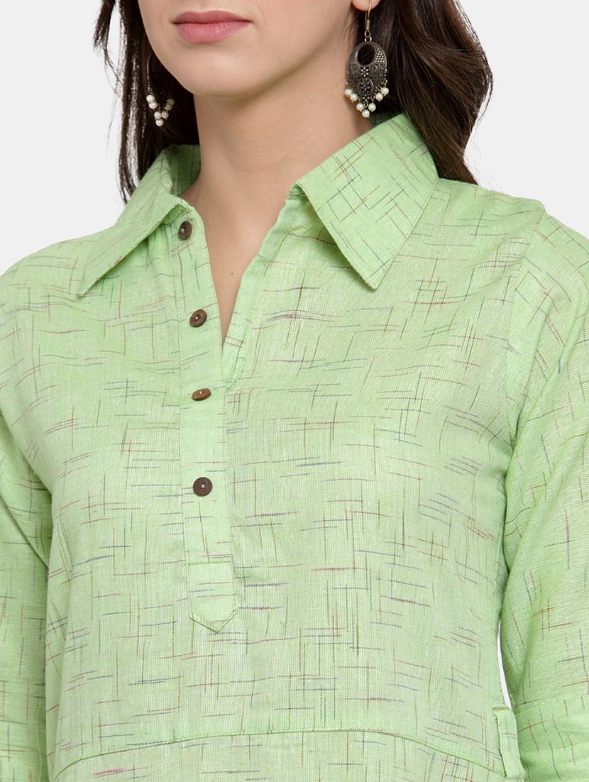 women melange three quarter sleeve kurta pant set - 21925281 - Standard Image - 4