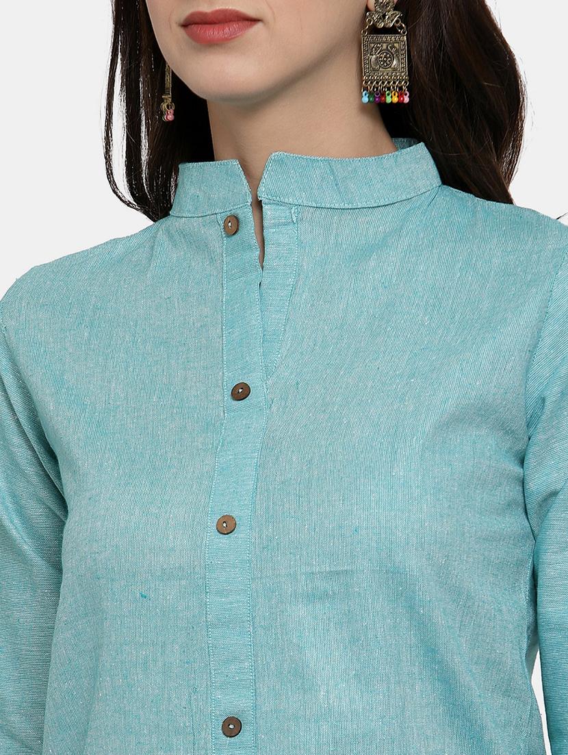 women solid three quarter sleeve kurta pant set - 21925287 - Standard Image - 4