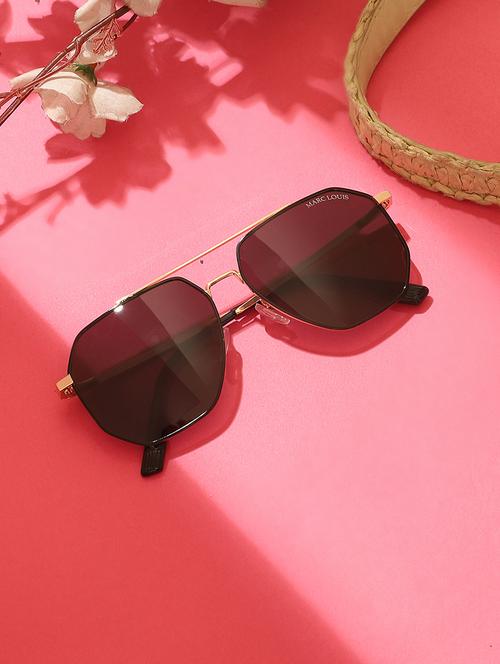 marc louis unisex square metal full-rim golden black gradient uv protected sunglass ml 9226 golden black sg - 21925298 - Standard Image - 0