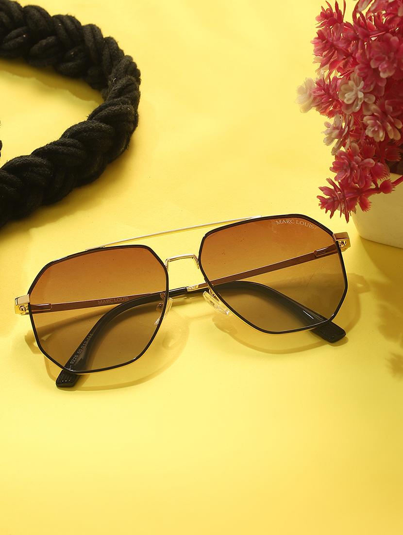 marc louis unisex square metal full-rim golden brown gradient uv protected sunglass ml 9226 golden brown sg - 21925299 -  Zoom Image - 0