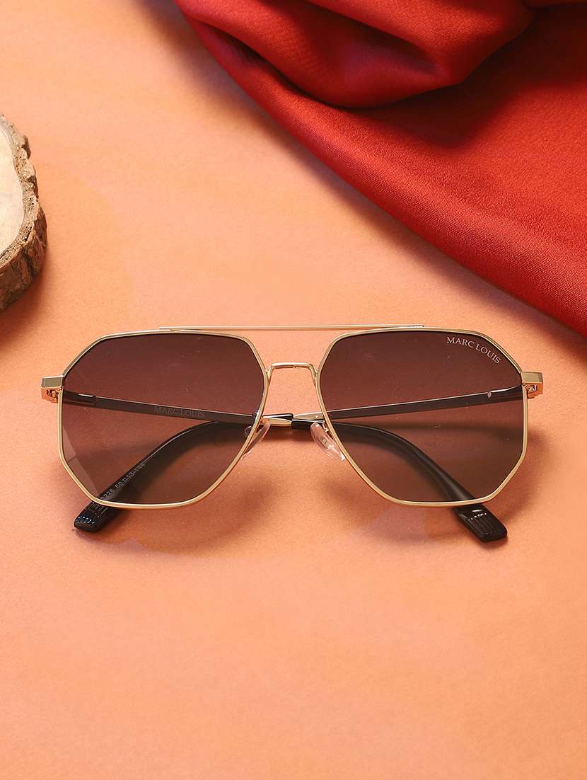 marc louis unisex square metal full-rim golden  gradient uv protected sunglass ml 9226 golden  sg