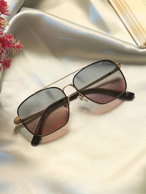 marc louis unisex square metal full-rim golden black gradient uv protected ml 9301 golden black sunglass - 21925304 - Standard Image - 0