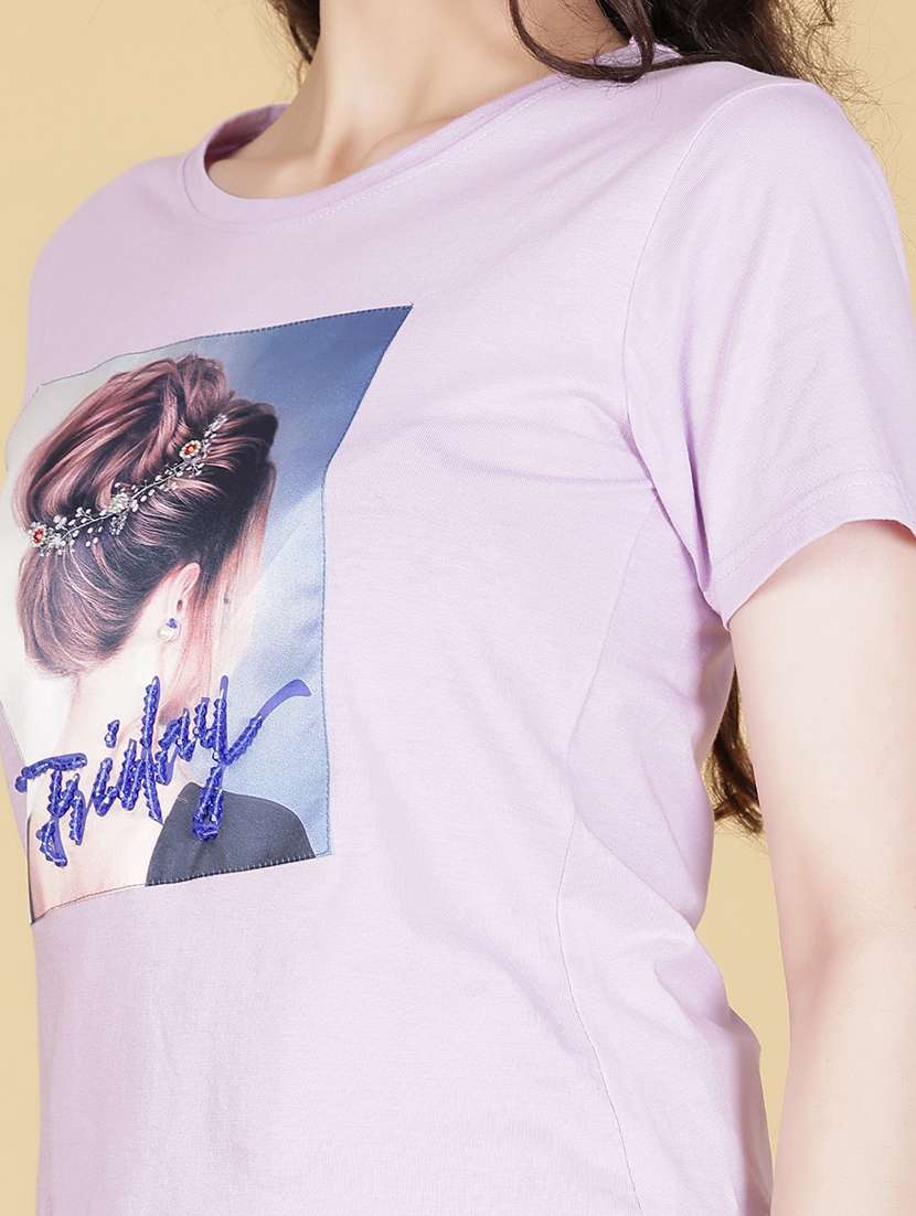 women printed short sleeve regular fit t-shirt - 21925311 -  Standard Image - 4