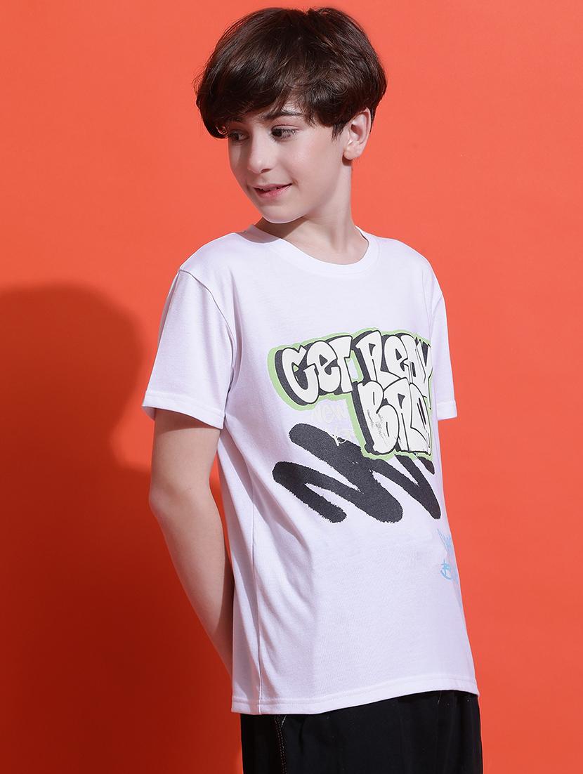 boys typographic print short sleeve regular fit t-shirt - 21925491 - Standard Image - 1
