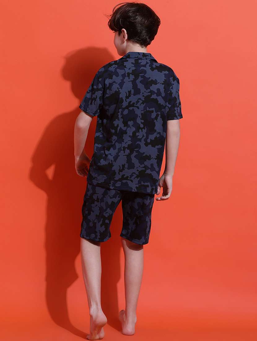 boys camouflage printed shirt and shorts nightwear set - 21925502 -  Standard Image - 4
