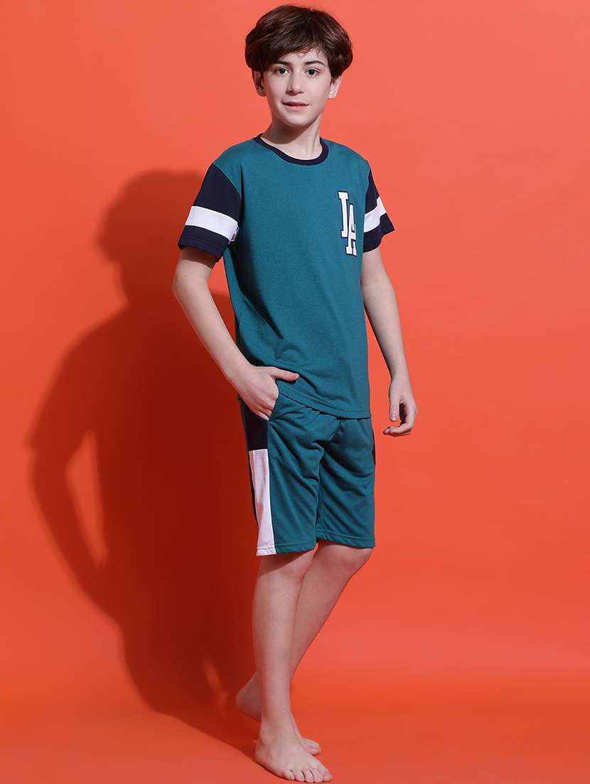 boys color blocked nightwear shorts set - 21925514 -  Standard Image - 1