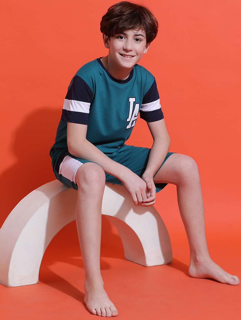 boys color blocked nightwear shorts set - 21925514 -  Standard Image - 6