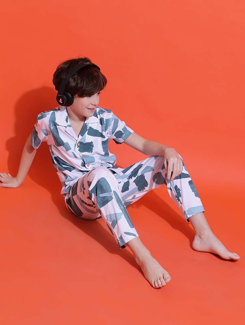 boys white printed nightwear pyjama set - 21925516 -  Standard Image - 6