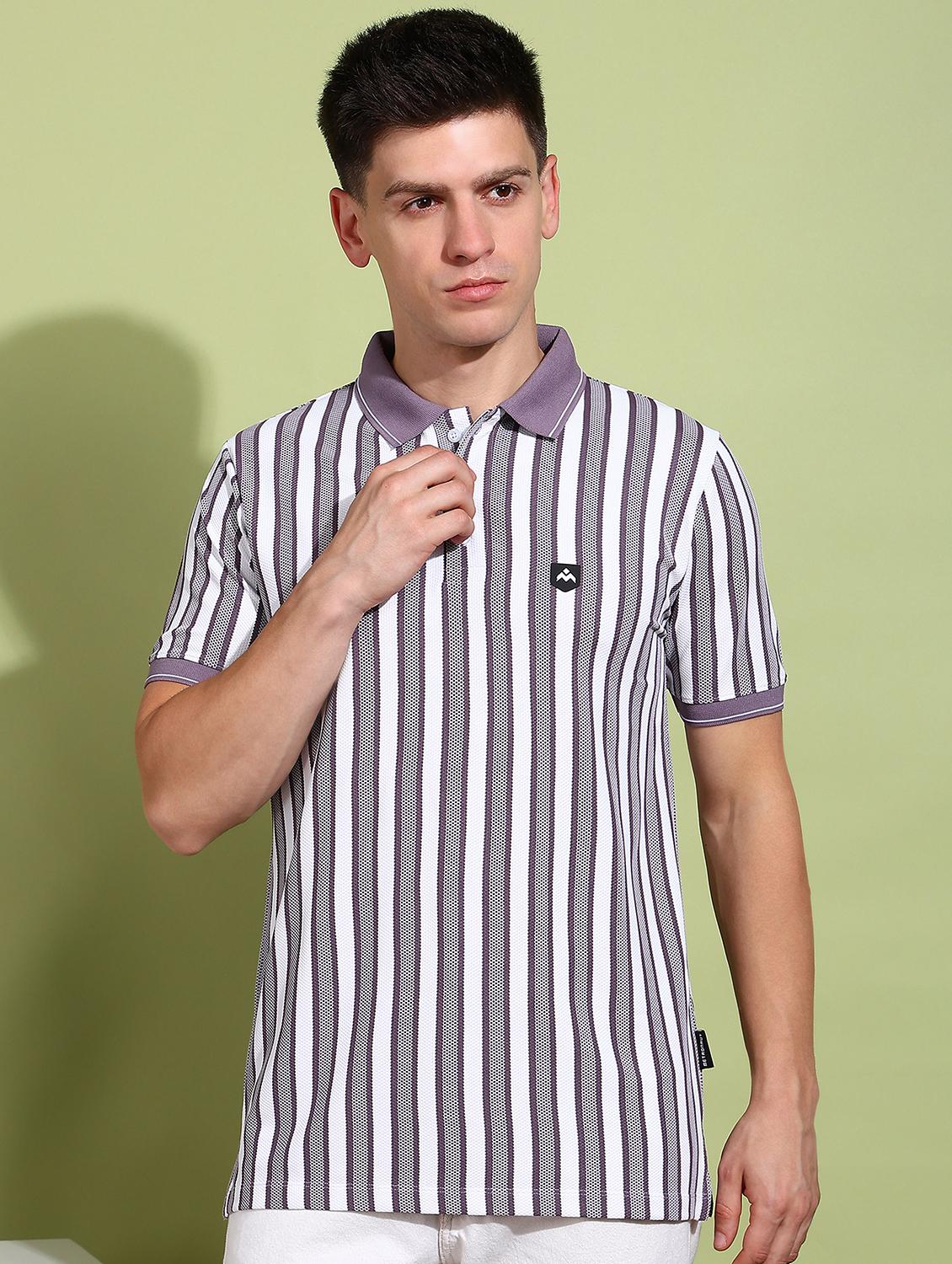 men striped short sleeve regular fit polo t-shirt - 21925549 - Standard Image - 1