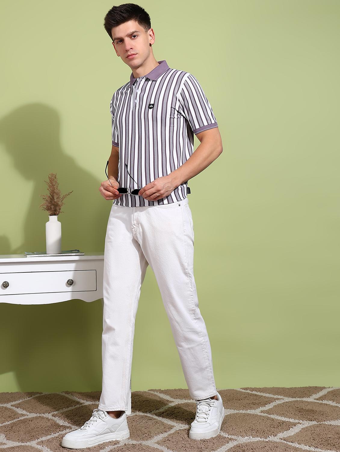 men striped short sleeve regular fit polo t-shirt - 21925549 - Standard Image - 4
