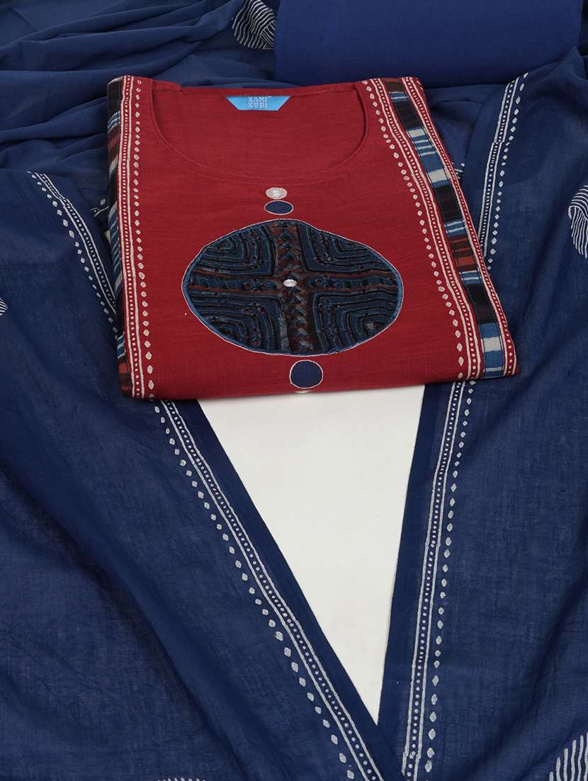 women geometric printed unstitched suit set