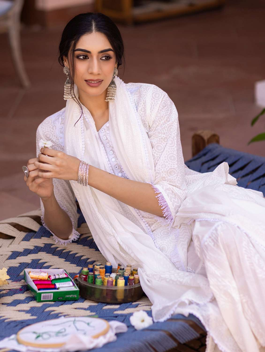 women three quarter sleeve kurta sharara with dupatta set - 21925597 -  Standard Image - 4