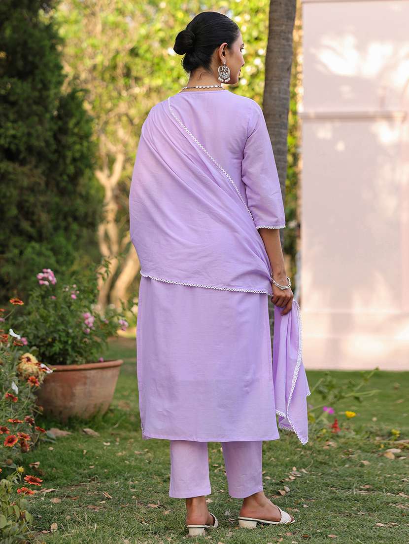 lavender cotton kurta pant  set - 21925648 -  Standard Image - 4