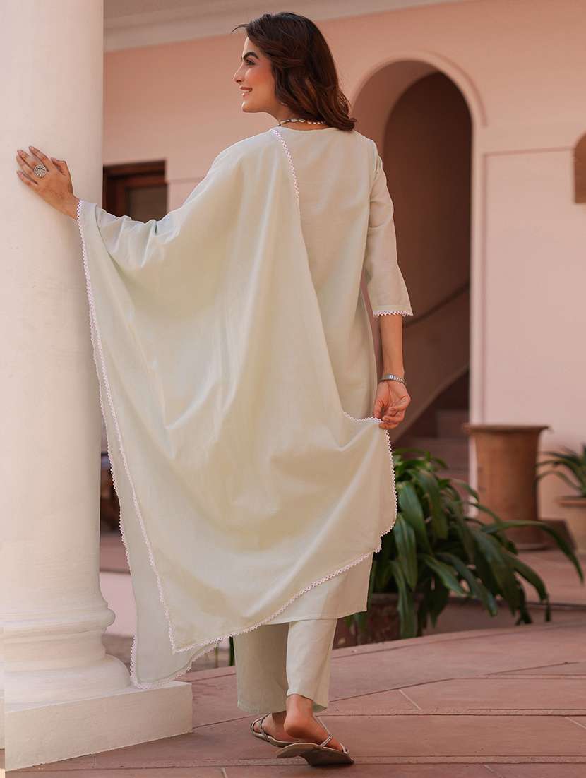 women three quarter sleeve kurta pant with dupatta set - 21925650 -  Standard Image - 4