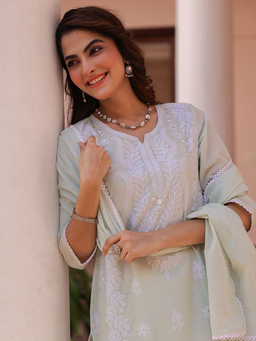 women three quarter sleeve kurta pant with dupatta set - 21925650 -  Standard Image - 6