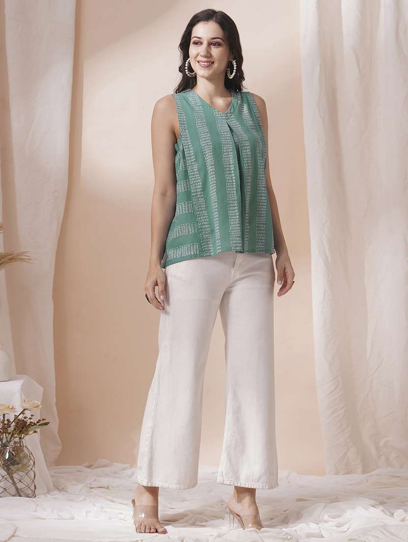 women printed sleveeless a-line kurti - 21925696 -  Standard Image - 1