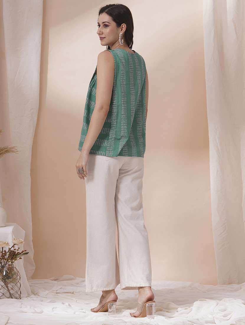 women printed sleveeless a-line kurti - 21925696 -  Standard Image - 4