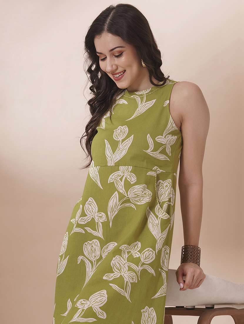women floral printed sleeveless a-line dress - 21925701 - Standard Image - 4