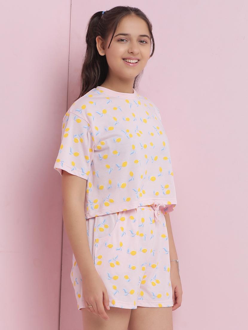 girls printed nightwear shorts set - 21925730 - Standard Image - 1