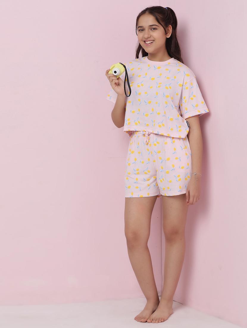 girls printed nightwear shorts set - 21925730 - Standard Image - 6
