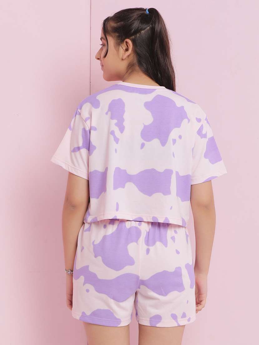 girls printed round neck shorts set nightwear - 21925732 -  Standard Image - 4