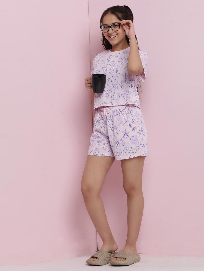 pink cotton shorts set nightwear - 21925734 - Standard Image - 6