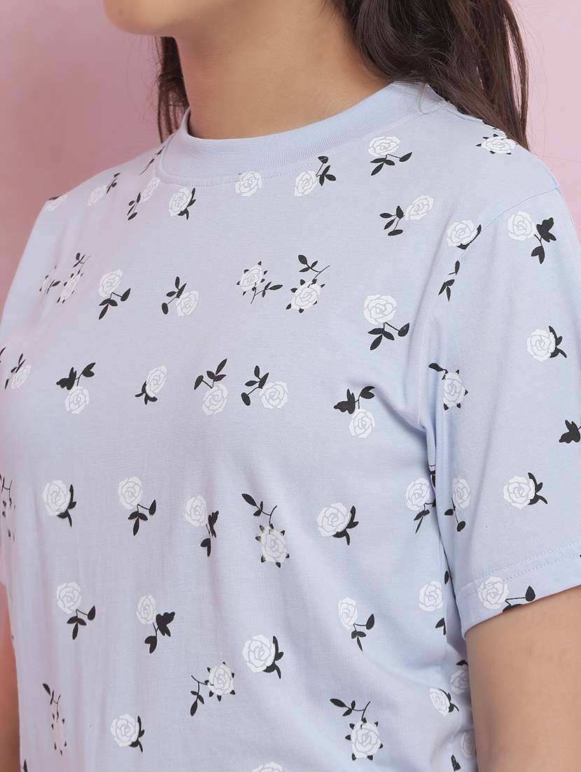 girls light blue floral print loungewear set - 21925742 -  Standard Image - 4