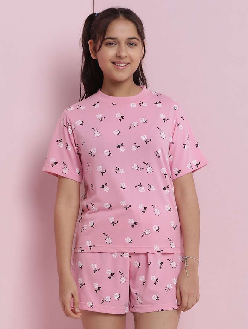 girls floral printed nightwear shorts set - 21925743 -  Standard Image - 1