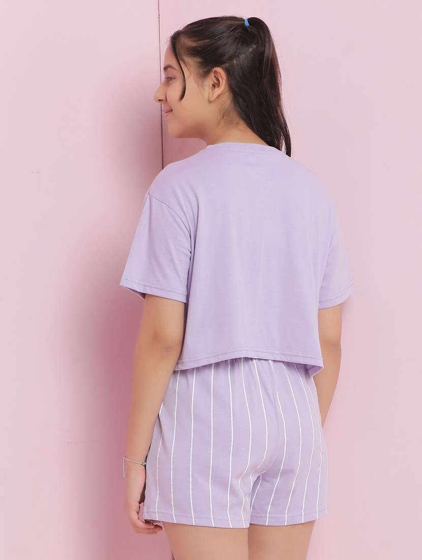 girls printed round neck shorts set nightwear - 21925746 -  Standard Image - 4