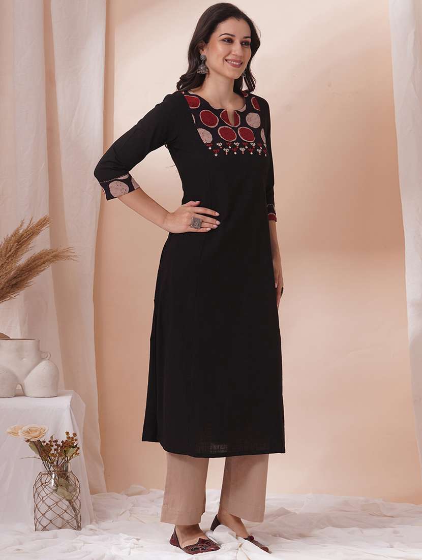 Women Three Quarter Sleeve A-line Kurta - 21925758 -  Standard Image - 6