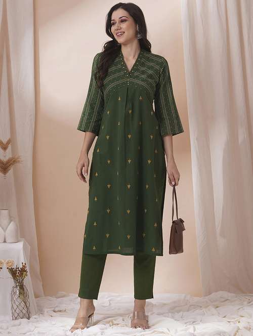 women three quarter sleeve a-line kurta - 21925772 - Standard Image - 0