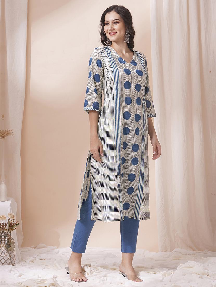 women three quarter sleeve a-line kurta - 21925778 - Standard Image - 6