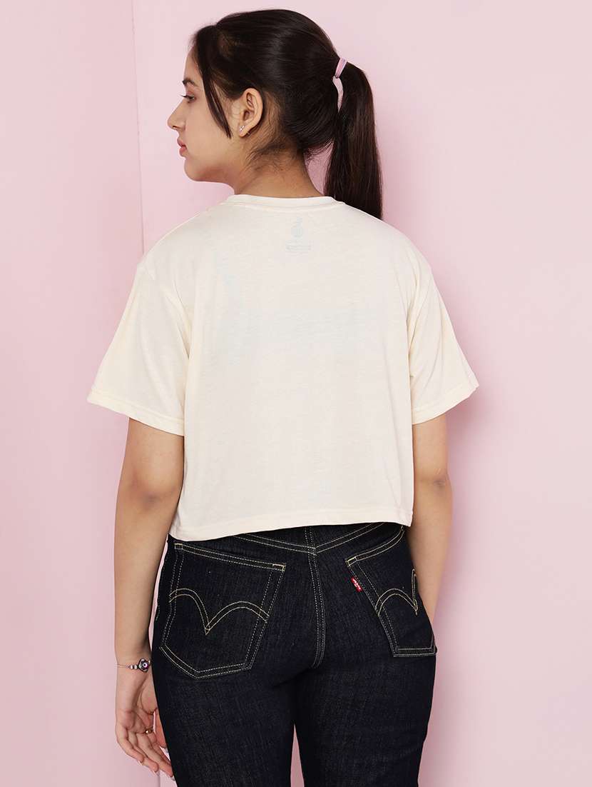 girls printed round neck crop tee - 21925814 -  Standard Image - 4