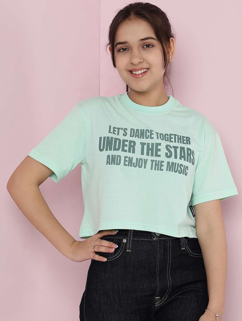 girls printed short sleeve crop tee - 21925817 -  Standard Image - 1