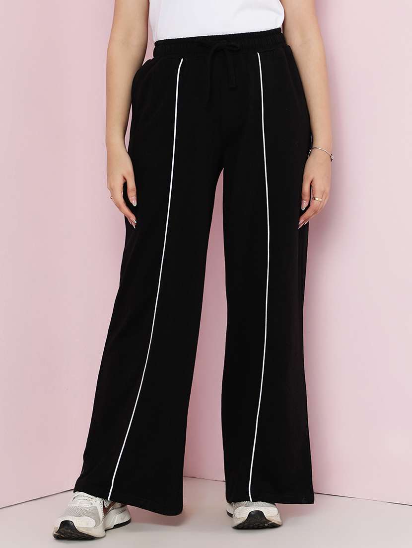 girls solid high rise track pant 