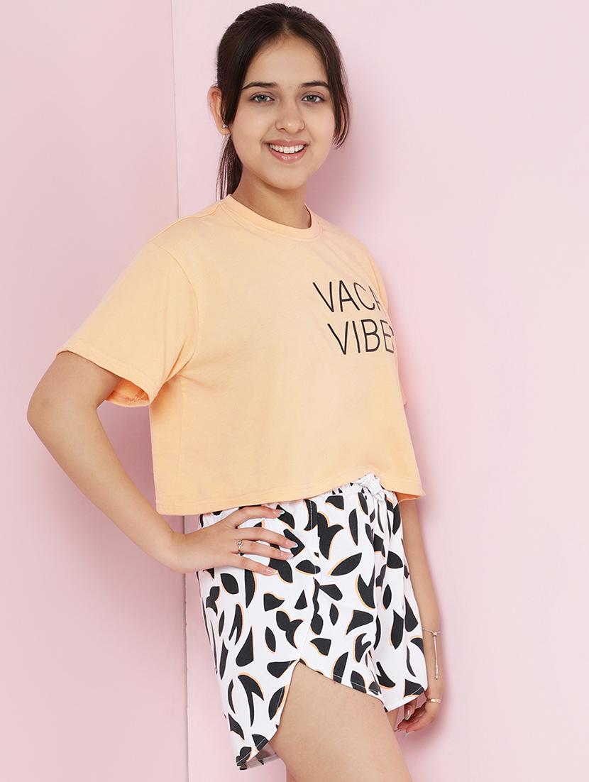 girls printed nightwear shorts set - 21925829 - Standard Image - 1