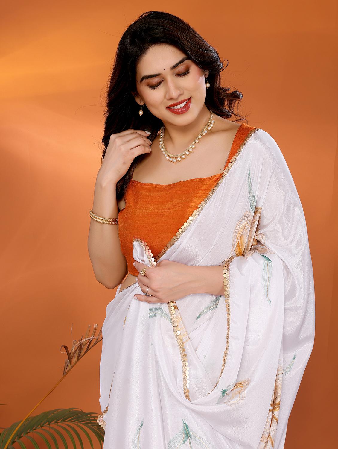 women printed casual wear saree with blouse - 21925866 - Standard Image - 4