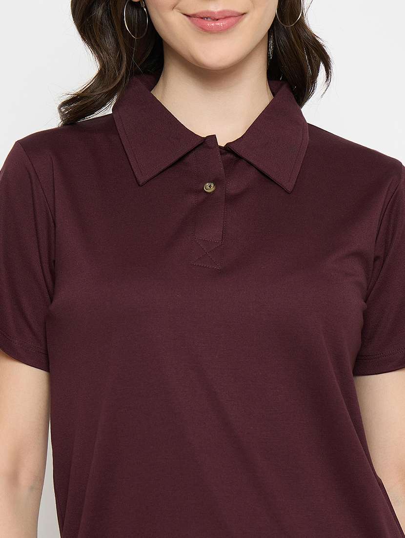 coffee brown cotton blend plain tshirt - 21925878 - Standard Image - 4