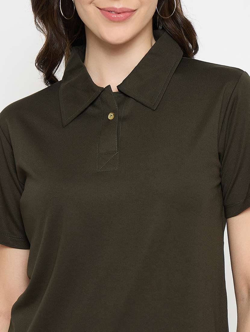 dark green cotton blend plain tshirt - 21925879 -  Standard Image - 4