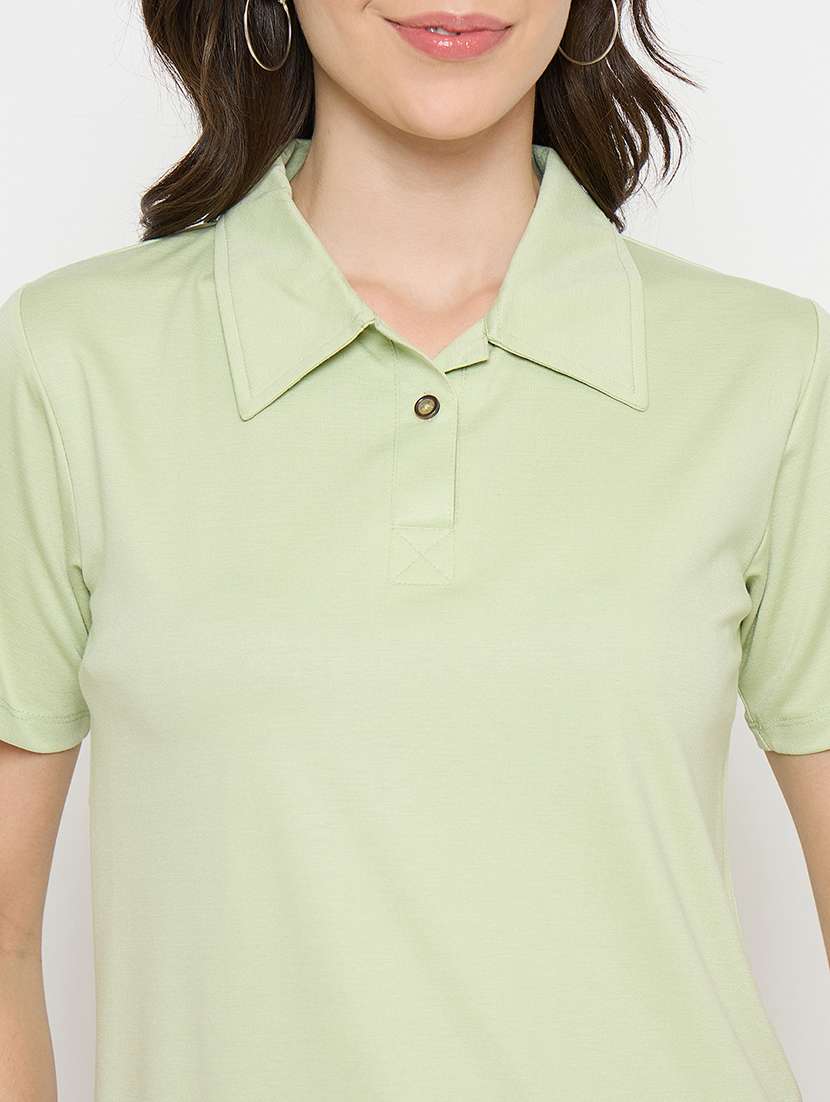 lime cotton blend plain tshirt - 21925880 - Standard Image - 4