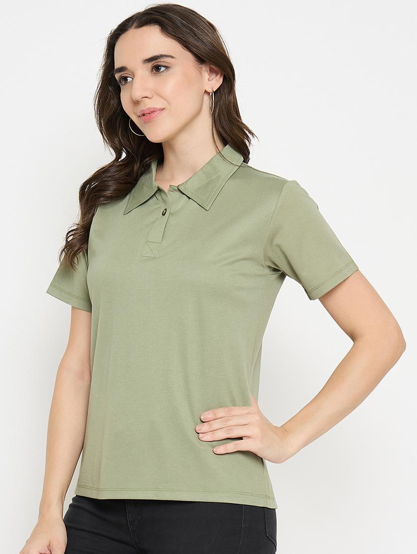 olive cotton blend plain tshirt - 21925881 - Standard Image - 1