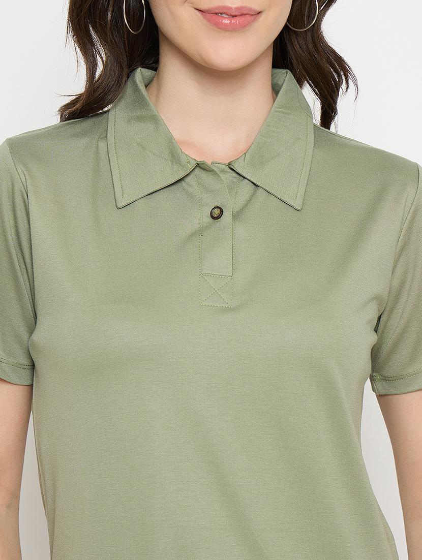 olive cotton blend plain tshirt - 21925881 - Standard Image - 4