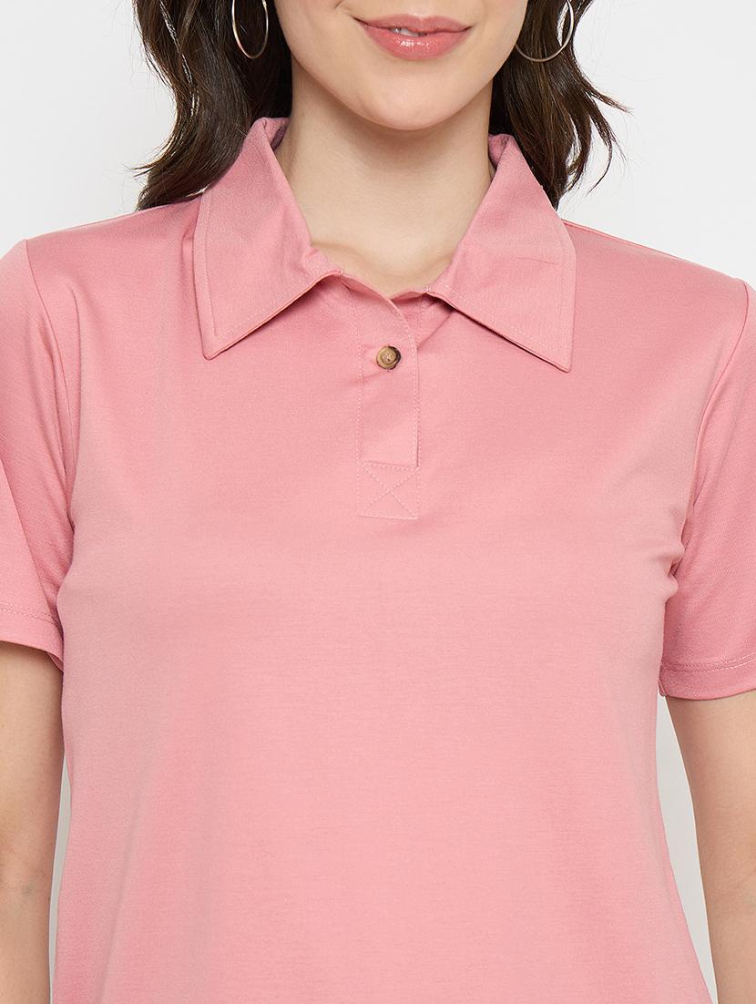 peach cotton blend plain tshirt - 21925883 - Standard Image - 4