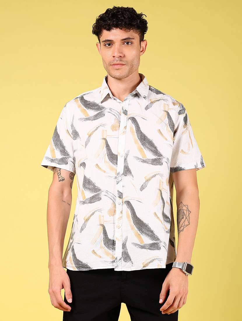men printed short sleeve regular fit casual shirt - 21925898 -  Standard Image - 1