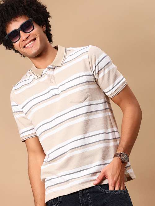 men striped short sleeve regular fit polo t-shirt - 21925901 - Standard Image - 0