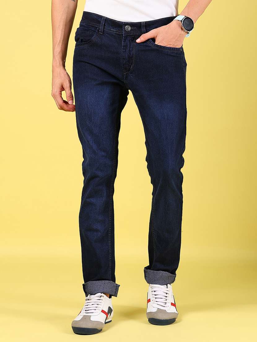 men solid mid rise slim fit jean
