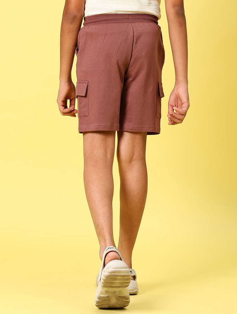 boys solid mid rise regular fit cargo shorts  - 21925940 -  Standard Image - 4